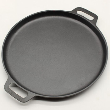 墨贝轩 铸铁双耳煎锅 老式平底不粘无涂层烙饼锅 手工铁锅鏊子 电磁炉