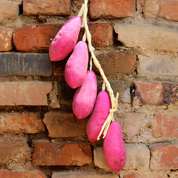 土特产串假水果蔬菜玉米大蒜农家乐装饰风格饭店挂饰 5头过胶紫薯串