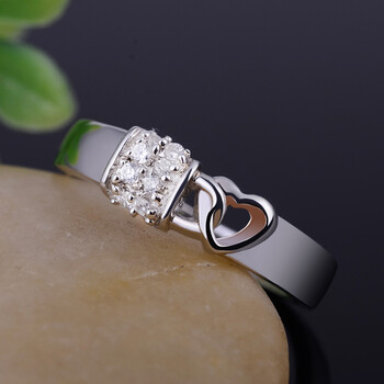 原创意情侣戒指925银饰品同心锁戒子刻字韩版 个性时尚潮男士女款