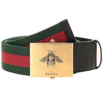 gucci 古驰 gucci腰带 红绿拼色织物蜜蜂男士带扣式织带腰带 429027