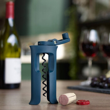 创意家用旋转省力塑料不锈钢多功能红酒葡萄酒开瓶器c 蓝色 6.