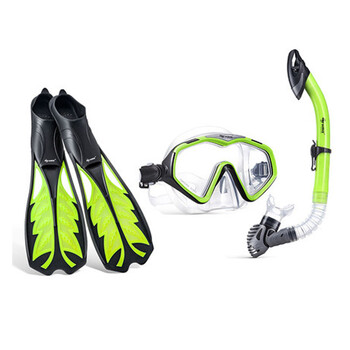 潜水镜游泳浮潜面镜套装浮潜三宝装备全干式呼吸管 黄色 l