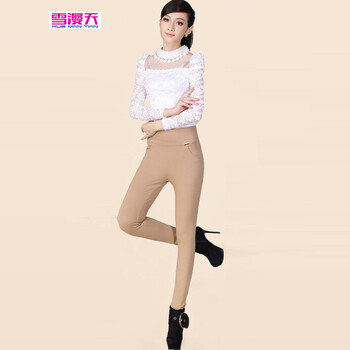 雪漫天2015年修身显瘦打底裤秋冬女款 弹性面料 白色 M(29-30)