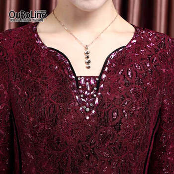 
                                        OuRoLine欧洛琳 秋冬新款连衣裙 妈妈装 中年长袖显瘦 婚礼婚庆 RQ229 紫红色 XXXXL                