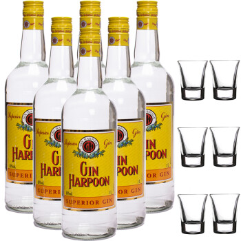 洋酒 法国进口 HARPOON 哈顿金酒 杜松子酒 六瓶