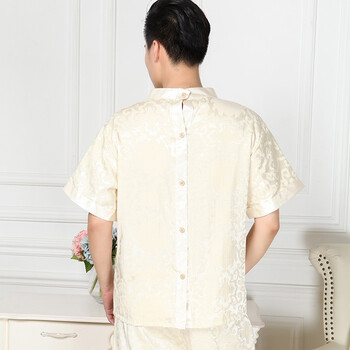 款富贵花汗蒸服 后背开扣款浴服 开背美容服 xm ym-097 男款米色(后背