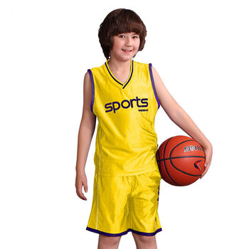 儿童篮球服透气速干男大童运动套装青少年休闲夏装 黄色 160