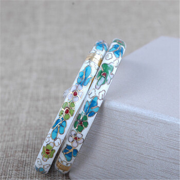 玉中山 景泰蓝简约掐丝珐琅女款手镯 白色