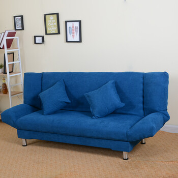 雕图腾 沙发床 布艺沙发 折叠多功能小户型简约沙发 深蓝色款 1.