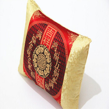千功坊 古典喜庆红木家具抱枕 红木沙发靠垫靠枕 吉祥如意图53*37cm 定做7-15天