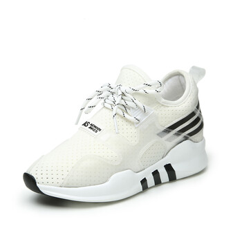 千佰莉(qin&beale)透气休闲鞋女 运动风内增高坡跟镂空单鞋洞洞款女鞋