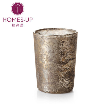 Homesup 捷尚居 防风玻璃烛台瑞士进口 欧式怀旧 玻璃时尚创意 怀旧黄(小)