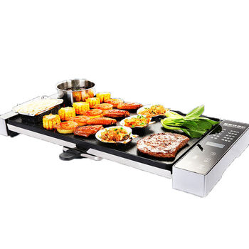触屏家用电烤盘烧烤炉多功能烤肉机牛排机电烧烤炉 银色黑色