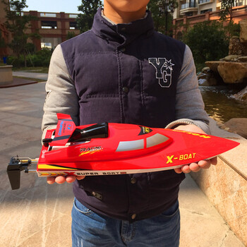 4g业遥控船 速快艇防翻水冷赛艇 充电动儿童玩具 红色 一块电池