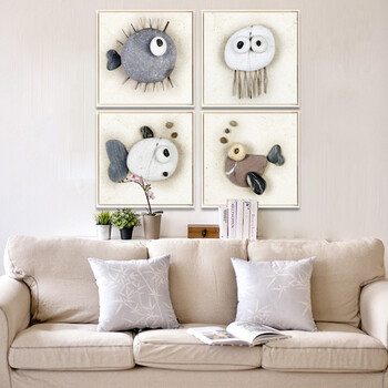 儿童房卧室床头墙壁上面现代创意个性卡通小清新装饰画工艺画组合 d