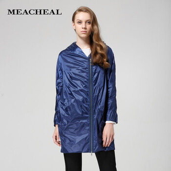 Meacheal米茜尔专柜同款正品2014冬季新款 蓝色设计款风衣 蓝色 XL