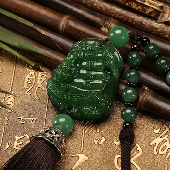 8090*汽车挂件车载后视镜玉石装饰品悬挂式平安符 d1绿玉一帆风顺