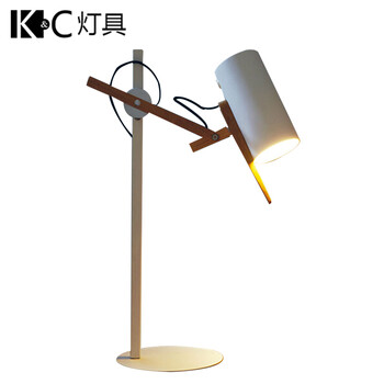 
                                        kc灯具 现代简约长臂支架台灯北欧实木个性书桌阅读灯卧室床头台灯 黑色款 赠3瓦led黄光灯泡                