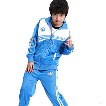 男女童班服中小学生校服蓝色韩版运动套装儿童演出服 湖蓝色-金光绒