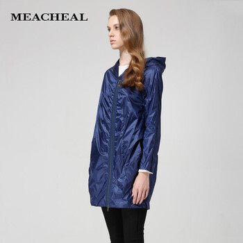 Meacheal米茜尔专柜同款正品2014冬季新款 蓝色设计款风衣 蓝色 XL