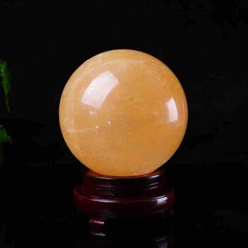 海清正堂 开光冰洲黄水晶球摆件风水球转运球招财旺事业家居装饰品