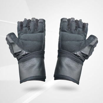 双星shuangxing运动半指 运动器械耐磨骑行健身手套 黑色一付 均码