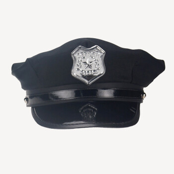警察帽子儿童六一男女款表演出春夏秋鸭舌帽动漫周边 黑色儿童