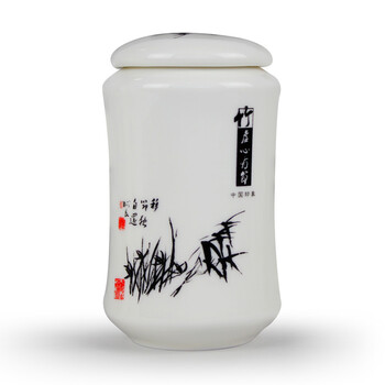 
                                                                                鼎艺 中号白瓷茶叶罐陶瓷密封储茶罐瓷器茶罐茶具配件 小仙芽罐金藤花 中号                