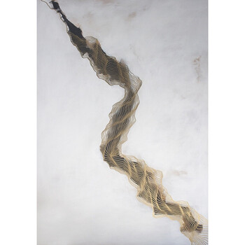 后现代金箔手绘抽象画 新古典玄关禅意挂画 中式样板间装置艺术 f