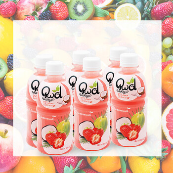 趣味 泰国进口草莓味果粒果汁饮料320ml×6瓶