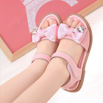 女童凉鞋2017夏季韩版新款优雅淑女女童蝴蝶结儿童公主凉鞋牛筋底