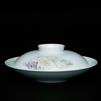 泰山瓷业 骨瓷餐具 水晶玉瓷 餐具套装单件8寸汤盘深盘 盘盖组合2件套