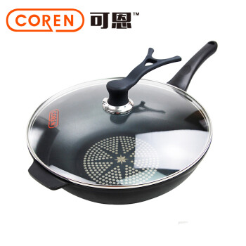 可恩coren无油烟不沾电炒锅 燃气电磁炉通用 韩国进口钻石涂层不粘锅IH32cm