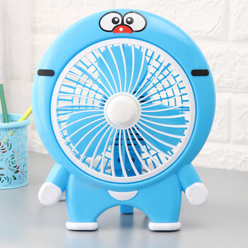 夏季风扇 卡通迷你180摇头扇 迷你学生扇 台扇 风扇 电风扇 蓝胖子