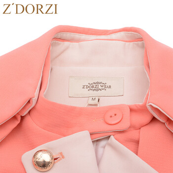 卓多姿（ZDORZI）秋季通勤英伦糖果色帅气双排扣中长款风衣外套628256 橙色 M