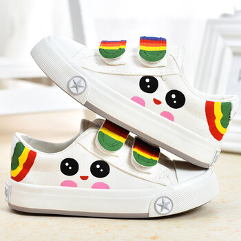 缪芝 儿童帆布鞋夏女童布鞋卡通童鞋小白鞋男童板鞋宝宝球鞋 rm 彩虹