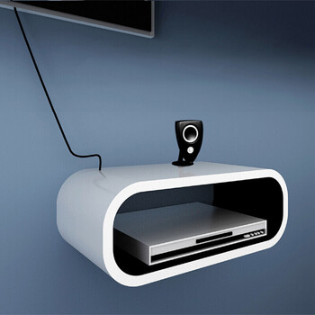 烤漆机顶盒架电视背景墙置物架客厅壁挂电视柜卧室dvd托架 外白内黑