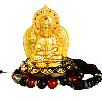 车载合金保平安菩萨装饰品车内饰品 双面观音佛 转运珠