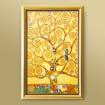 山迪欧式手绘油画客厅玄关装饰画壁画挂画克里姆特生命树 亲吻 含画框72X102