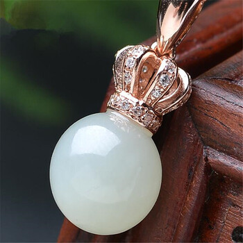 玉绅情义 皇冠玉珠坠子 玉石白玉挂件 和田玉吊坠玉坠