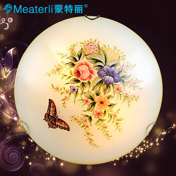 蒙特丽 卧室阳台过道灯吸顶灯MB66 欧式田园风灯具(B) 彩蝶(30cm) 自带LED贴片光源版