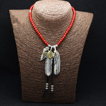 凡丘珠宝925银套链高桥吾郎风格明星同款羽毛项链琉璃珠项链阿乐鹿皮绳款 图片价格品牌报价 京东