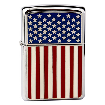 芝宝zippo正品防风打火机 镀铬镜面贴章 之宝 20108美国国旗 08年款