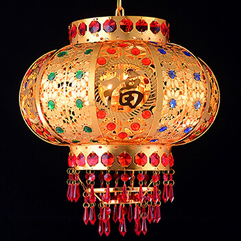 旋转大门水晶灯笼新年结婚喜庆福字七彩客厅阳台酒店装饰led吊灯 灯笼
