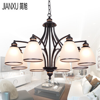 美式吊灯客厅灯 欧式艺术吊灯别墅吊灯复古铁艺灯具020 5头