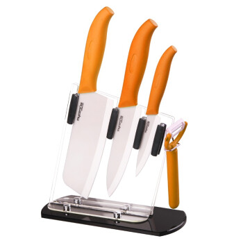 美瓷（MYCERA）陶瓷刀具五件套装 厨具套装全套 大菜刀 水果刀 刮刨（橙色）TE04O