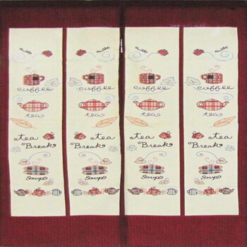 家的感觉 门帘 布艺帘子 山水画 田园 送杆 欢乐时光 可爱下午茶 XWC15 红色 其他