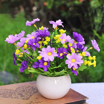 绿秀仿真花套装假花摆件塑料花含陶瓷花瓶花束仿真植物盆景绢花客厅阳台餐桌装饰花盆栽28头蓝色雏菊 配圆形陶瓷花盆 含盆 图片价格品牌报价 京东