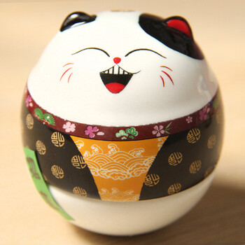 可爱萌物招财猫不倒翁创意家居摆设陶瓷开业摆件创意生日结婚礼物