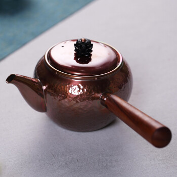 纯手工日本锤目纹侧把泡茶壶 纯铜养生茶壶小号加厚泡茶铜壶 茶具